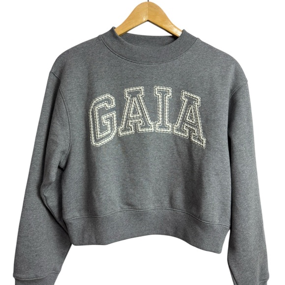 Gap x Cult Gaia Cropped Logo Sweatshirt Size Small NWT Gray - Picture 4 of 7